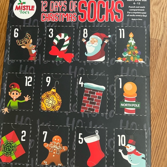 Other - CHRISTMAS MEN'S SOCKS Mistle Toes 12 DAYS OF XMAS SOCKS Size 6-12